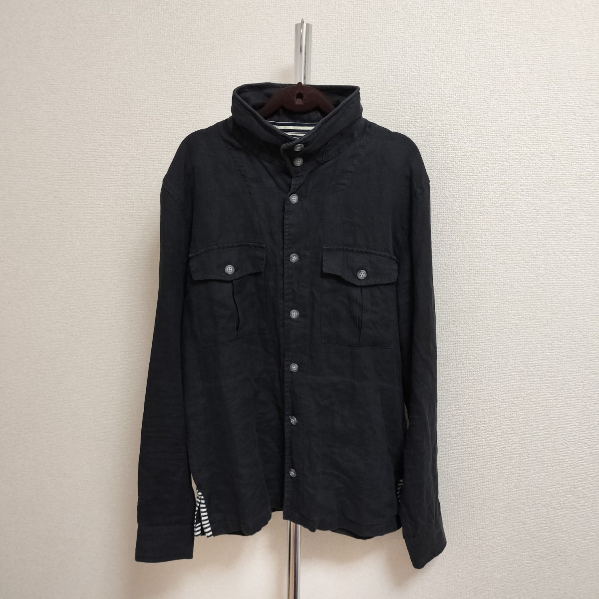 MEN'S MELROSE メンズ メルローズ 衿2WAY 上着 長袖シャツ ジャケット size 3 (M) 黒