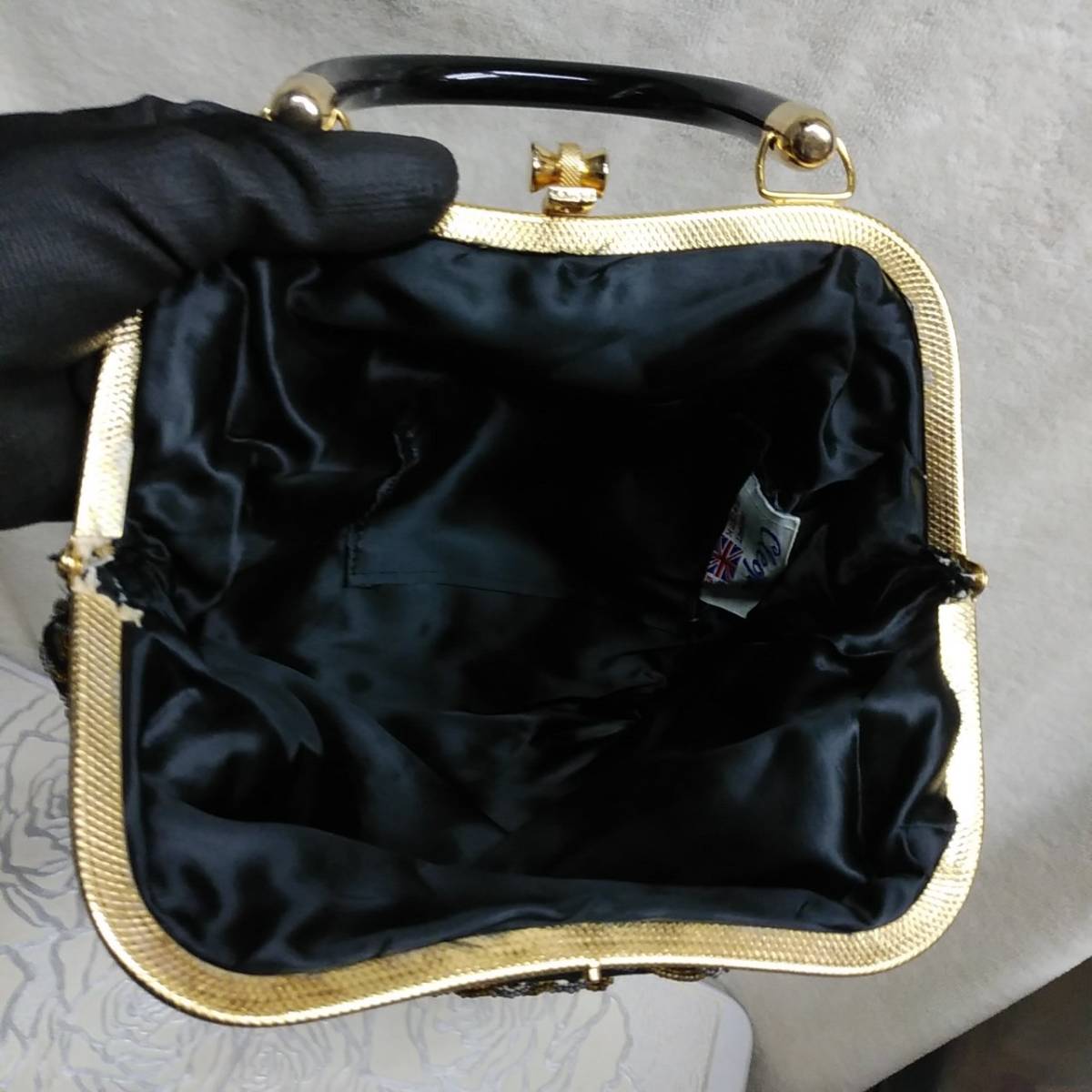 CLEOPATRA бисер сумка цветочный принт Cleopatra ручная сумочка вечерняя сумочка чёрный серия цвет античный Showa Retro 