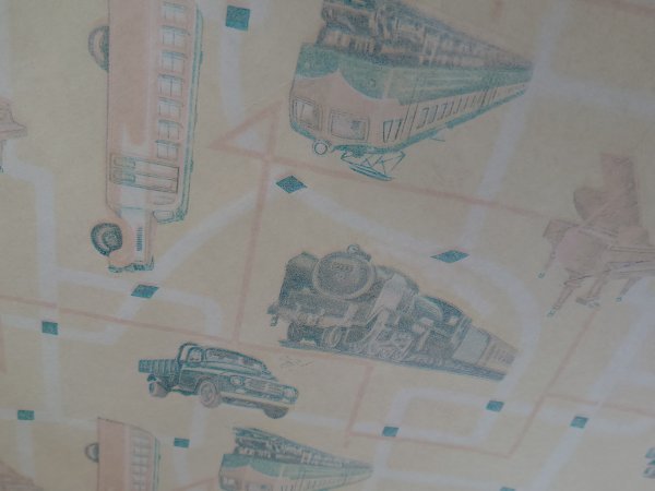  rare that time thing SL steam locomotiv railroad Showa Retro wrapping paper interior paper thing Showa era 40 year 50 period toy shop wrapping paper collection bonnet bus 