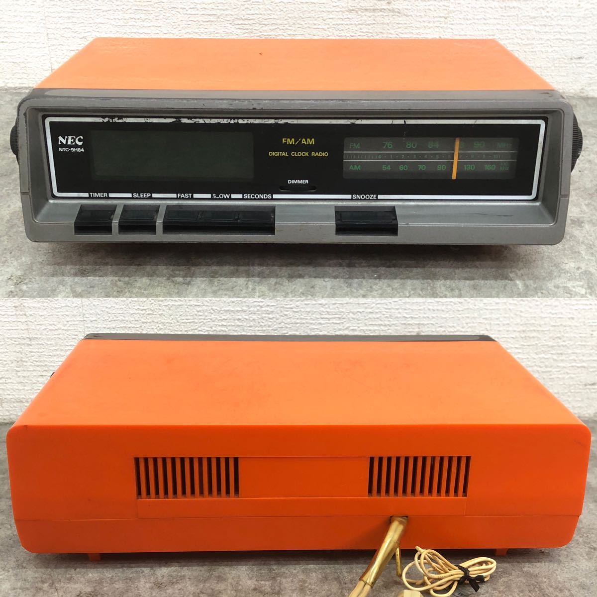 □NET レトロ ラジオ付きデジタル時計 NTC-9H84 NTC9H84 オレンジ コレクション 置物 オブジェ FM/AM 時計 動作確認動画あり □23082603_画像2
