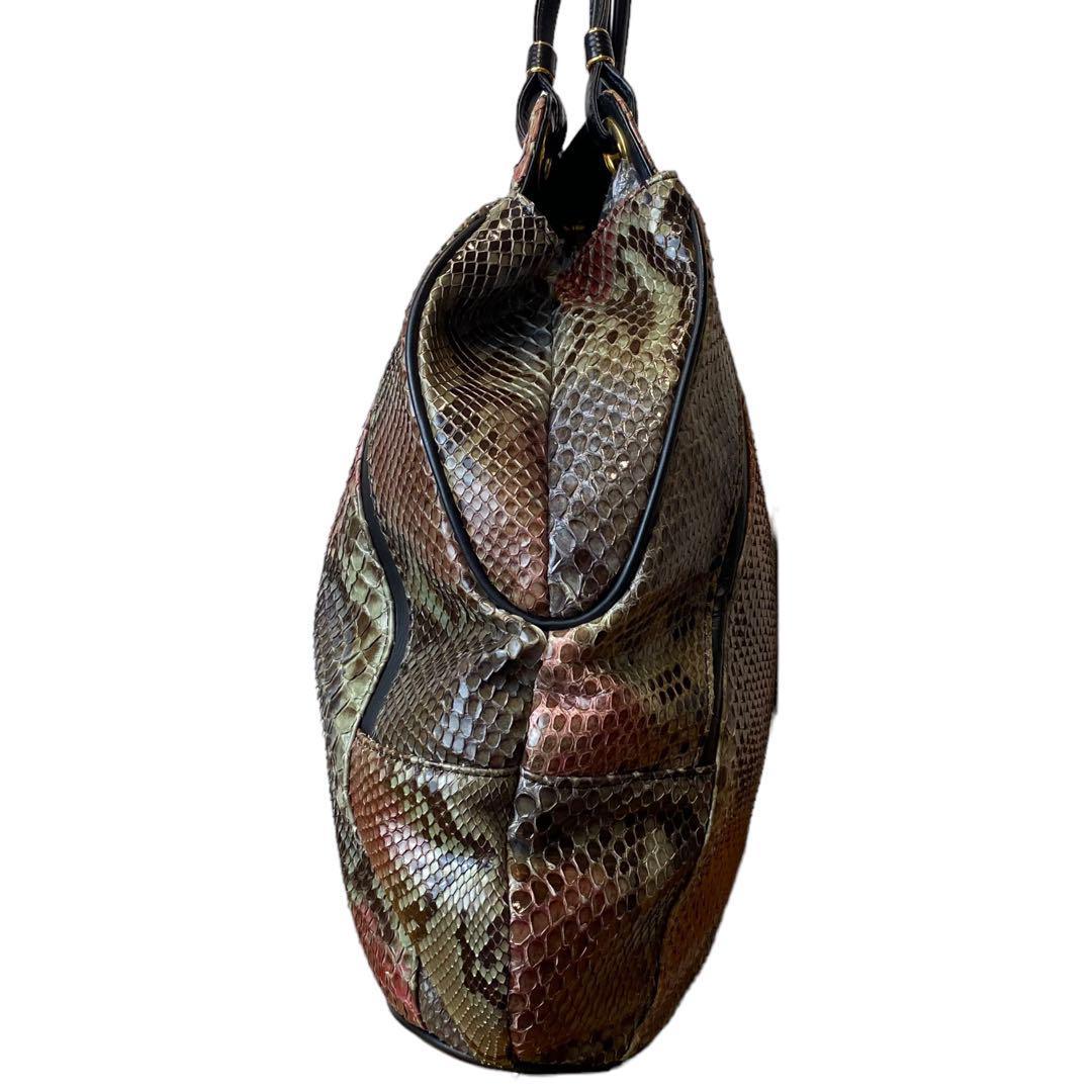 美品 リアルパイソン 蛇革 ヘビ革 エキゾチックレザー ショルダー 