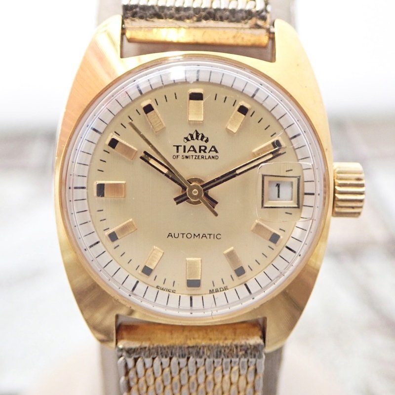 ティアラ TIARA OF SWITZERLAND 11232 手巻き デイト 23mm レディース 腕時計 アンティーク 稼働品の画像3