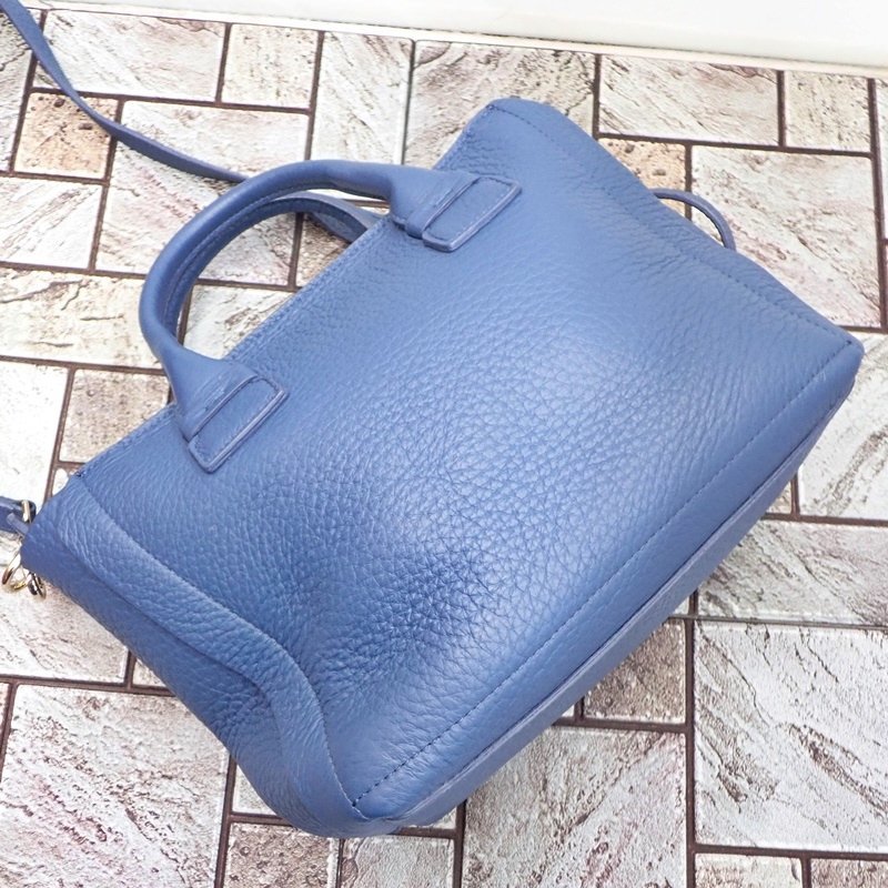 【 美品 】 フルラ カプリッチョ F6855 2way ハンドバッグ ショルダーバッグ オールレザー シボ革 ネイビー系 FURLA_画像6