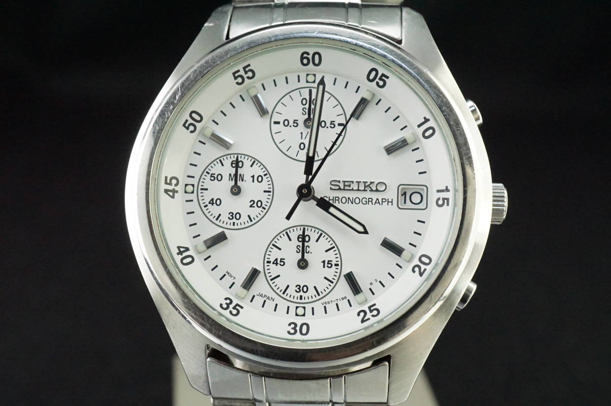 【I7/28-Y AE04】★SEIKO/セイコー クロノグラフ V657-7100 メンズ腕時計 稼働品★_画像3