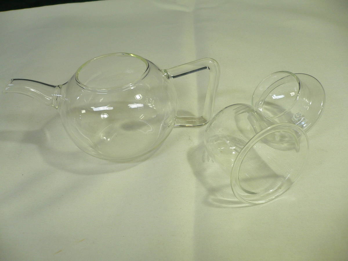 【ガラス製 ティーポット】昭和レトロ アンティーク 茶器 ミニサイズ 紅茶 ガラス 食器【B4-3③】0831_画像3