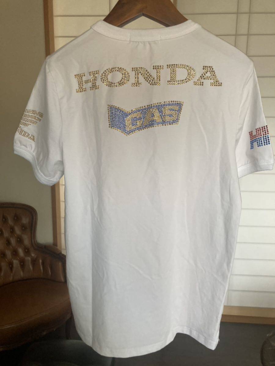 HONDA×GAS ホンダ ガス スパンコール Tシャツ XL 白 ホワイト ディーゼルの画像4