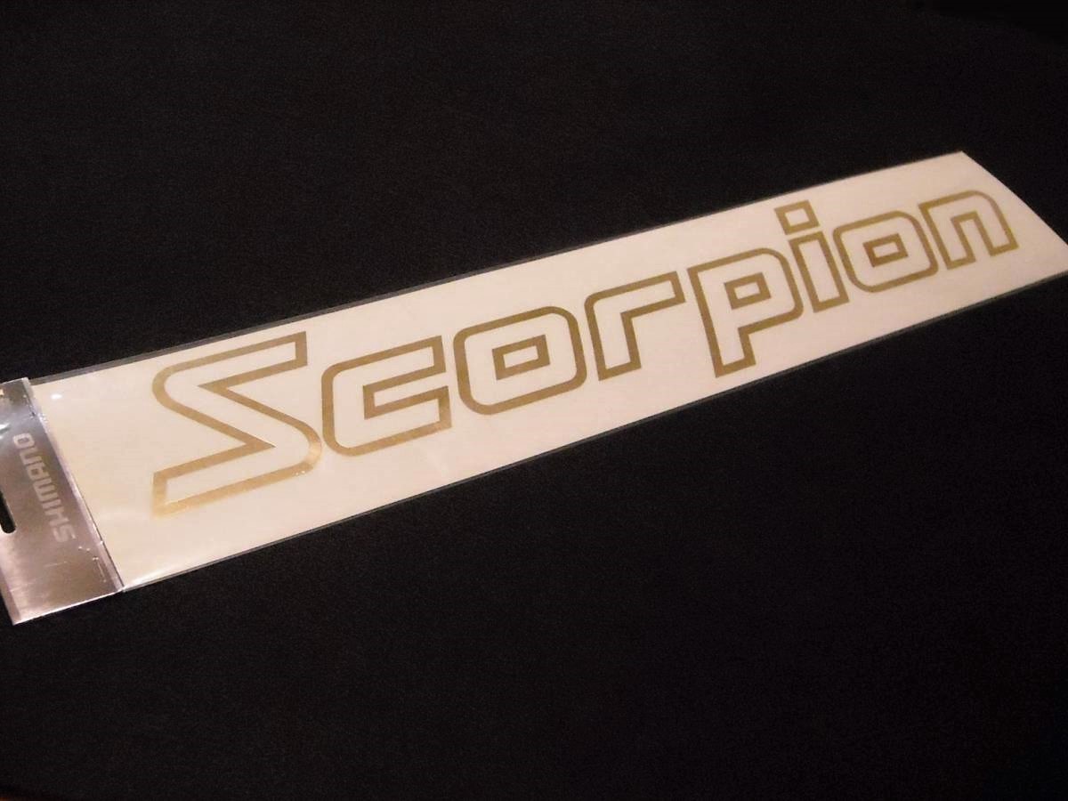 シマノ SHIMANO スコーピオン Scorpion 金 ステッカー 台紙53×9.5cm クリア地 シール_画像1