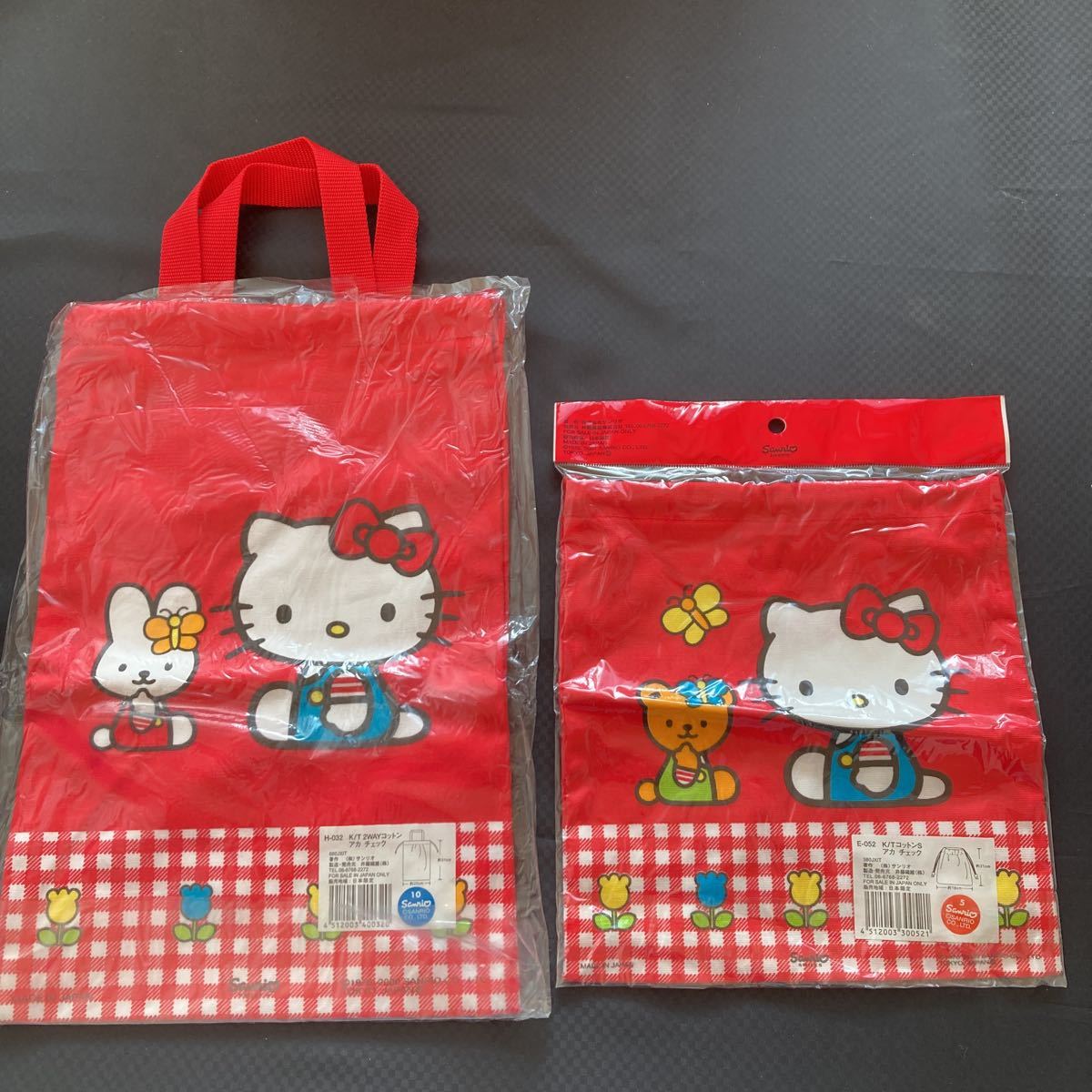 ハローキティ 給食袋 & シューズ入れ (トートバッグ) セット レトロ レア チューリップ サンリオ 巾着　SANRIO キティ 上履き入れ_画像2