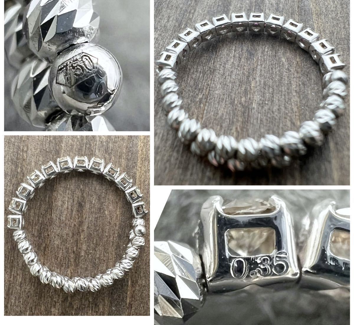 K18wg 天然 ダイヤモンド 0.35ct サイズ調節可能 ダイヤ リング