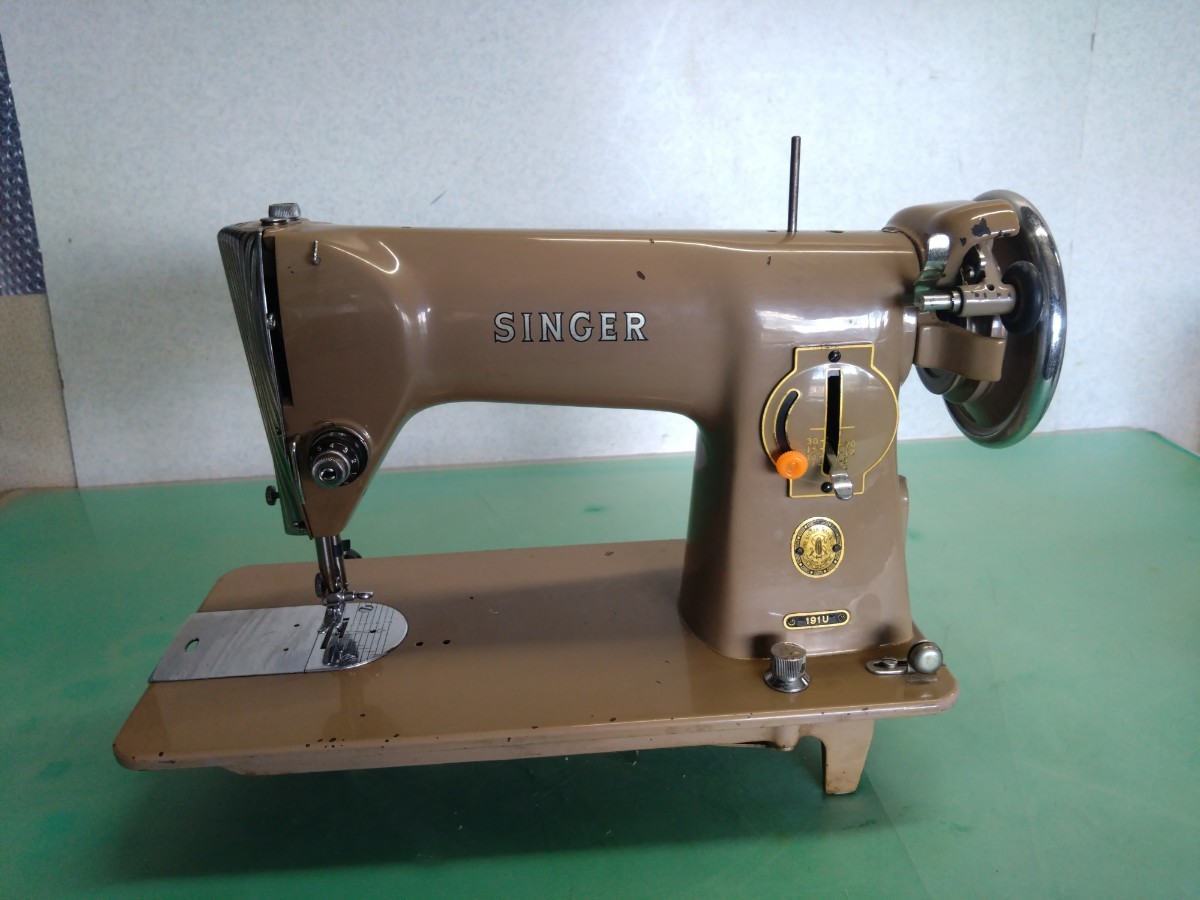 * 1956 year Japan / Utsunomiya factory SIMANCO TA035747PA antique retro that time thing SINGER singer 191U occupation industry stepping sewing machine pcs taking non-original goods ④