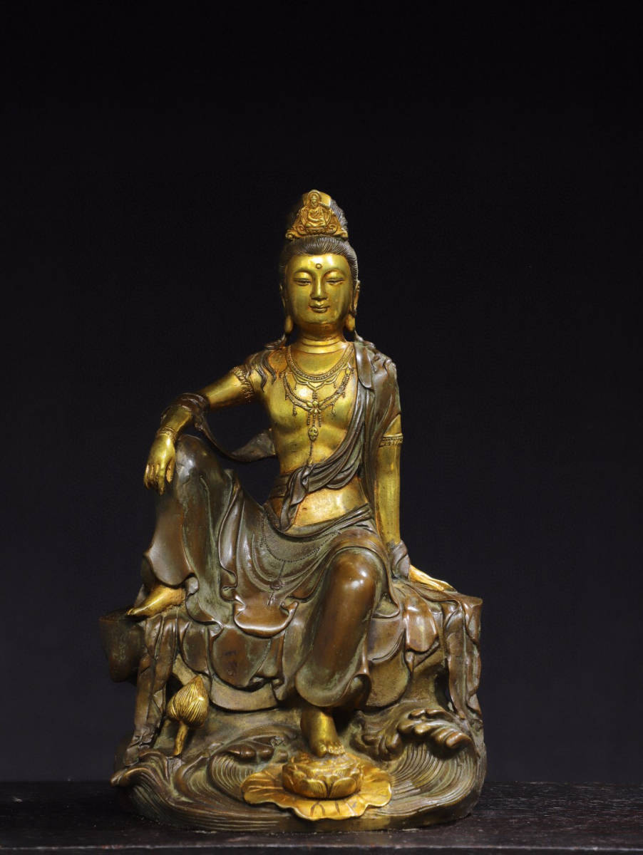 銅製・塗金・自在觀音像収蔵家蔵稀少珍品・置物・古賞物・中国古美術