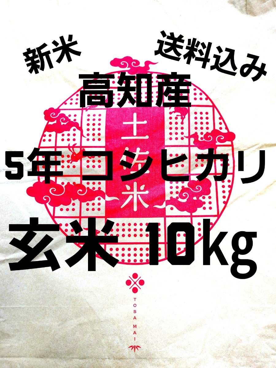 送料込み 令和5年産 高知県産 新米コシヒカリ 玄米10㎏(袋込み)_画像1