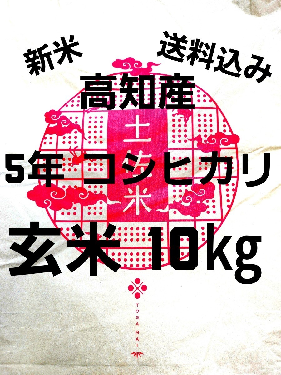 送料込み 令和5年産 高知県産 新米コシヒカリ 玄米10㎏(袋込み)の画像1