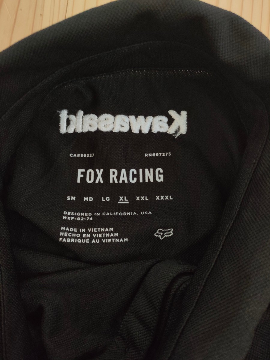  【送料★185円】美品 アメリカ輸入 Fox racing kawasaki フォックス レーシング ポロシャツ 黒 ブラック XL バイク モトクロス