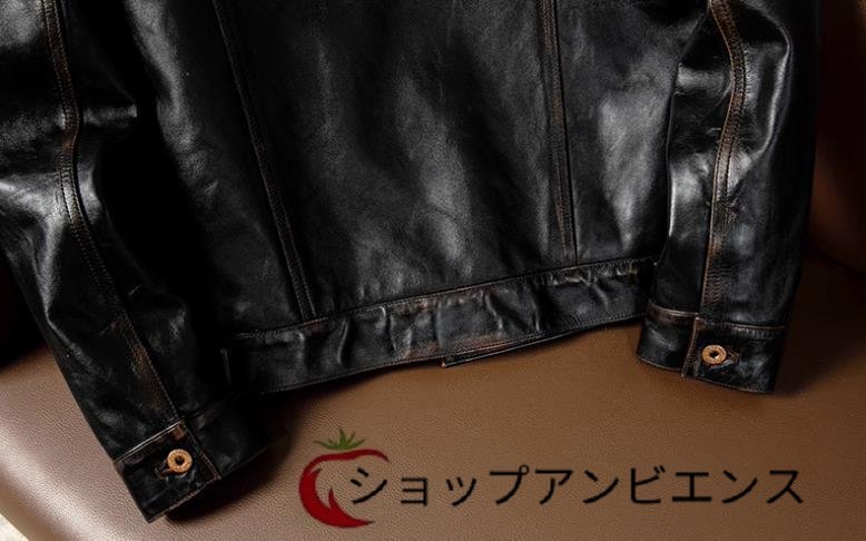 日本最大のブランド ライダース 馬革 茶芯 レザージャケット レトロ S