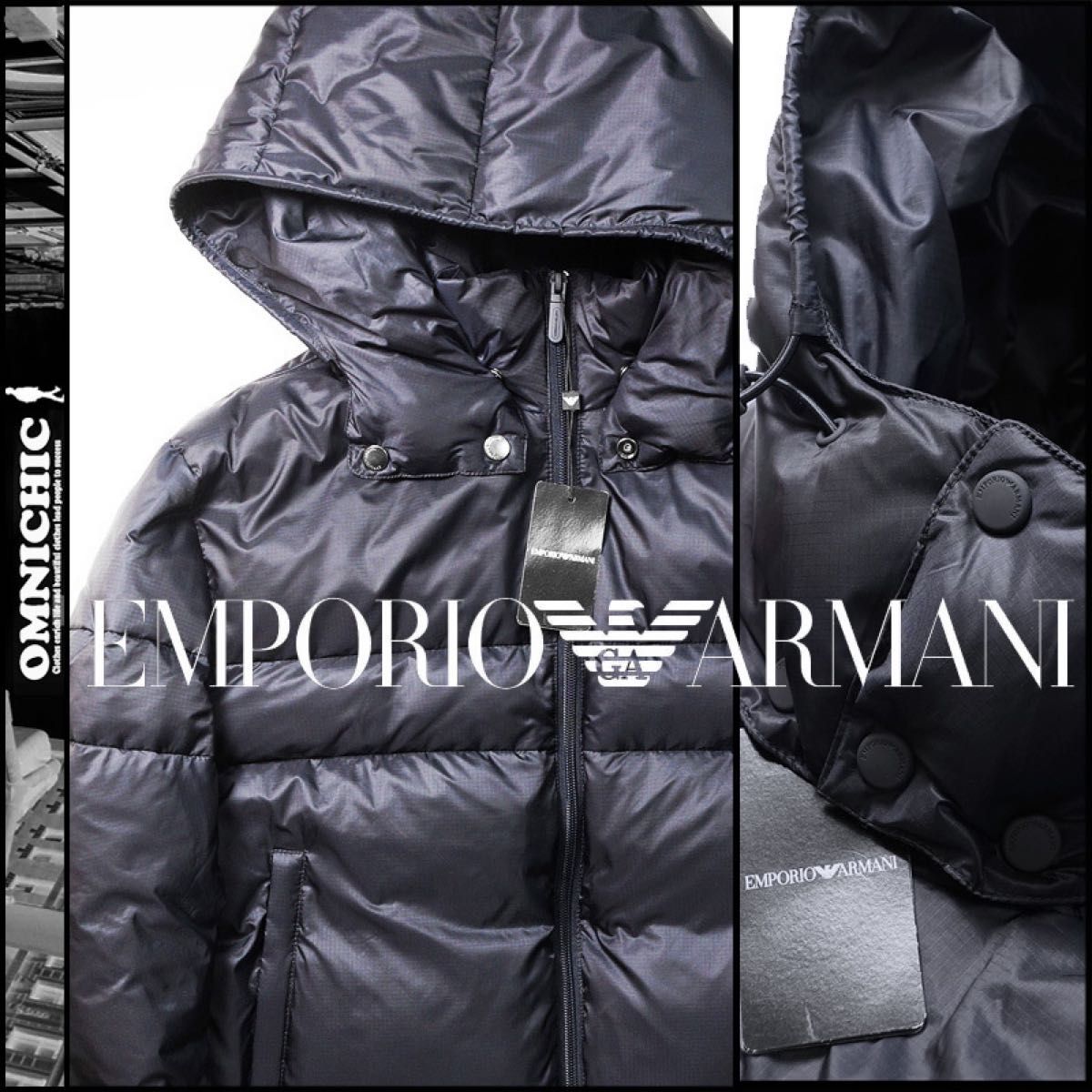 清潔感が溢れ出す美しい陰影 新品【EMPORIO ARMANI】ネイビーナイロン