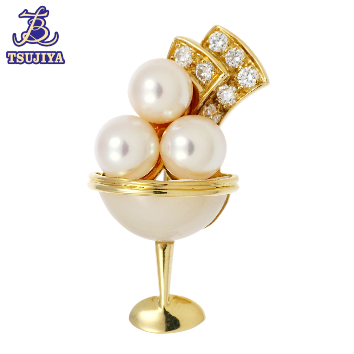 100%品質 ★美品★VanCleef&Arpels ヴァンクリーフアンドアーペル パフェ ブローチ D0.17 4.5g 18KT/白蝶真珠/ダイヤ 中古A【辻屋質店J1886】 その他