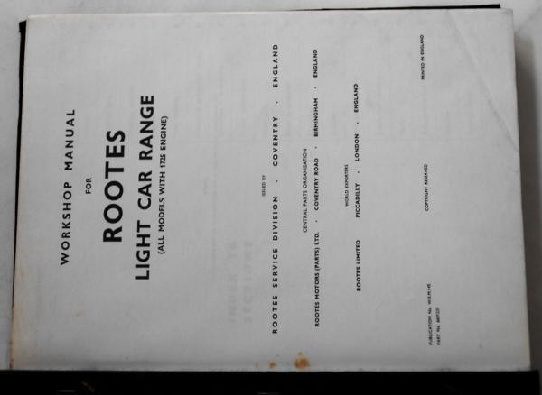 ROOTES ALL MODELS WITH 1725 ENGINE Workshop Manual_画像2