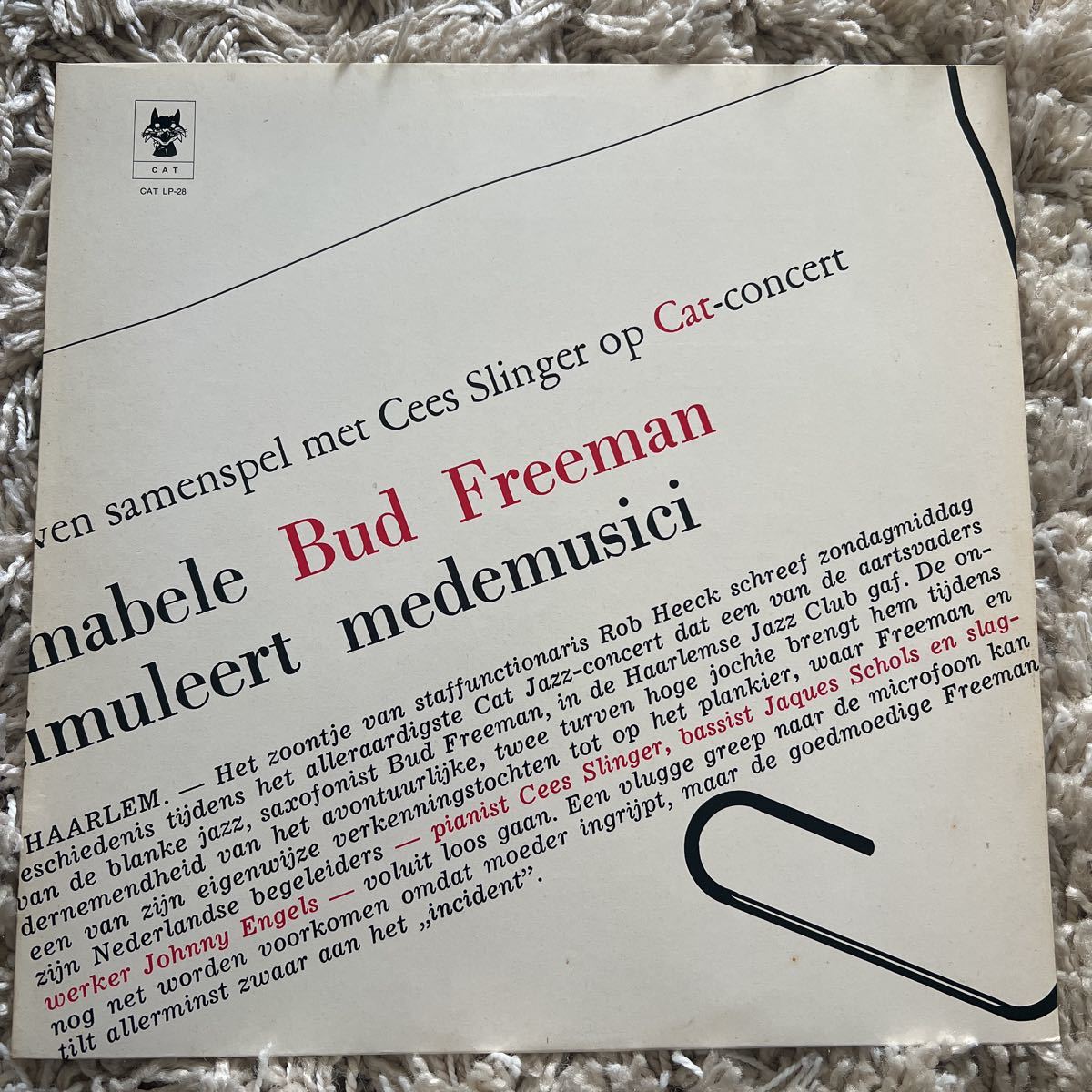 オランダオリジナル bud freeman & cees slinger trio live in Haarlem LP レコード CAT LP28 ダイアモンドファイブ diamond fiveの画像1