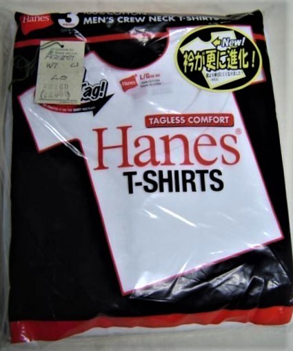 Hanes ヘインズ HM2135G 赤ラベル 3枚セット Tシャツ 半袖 無地 丸首 クルーネック 白 L メンズ 人気 おすすめ　新品_画像1