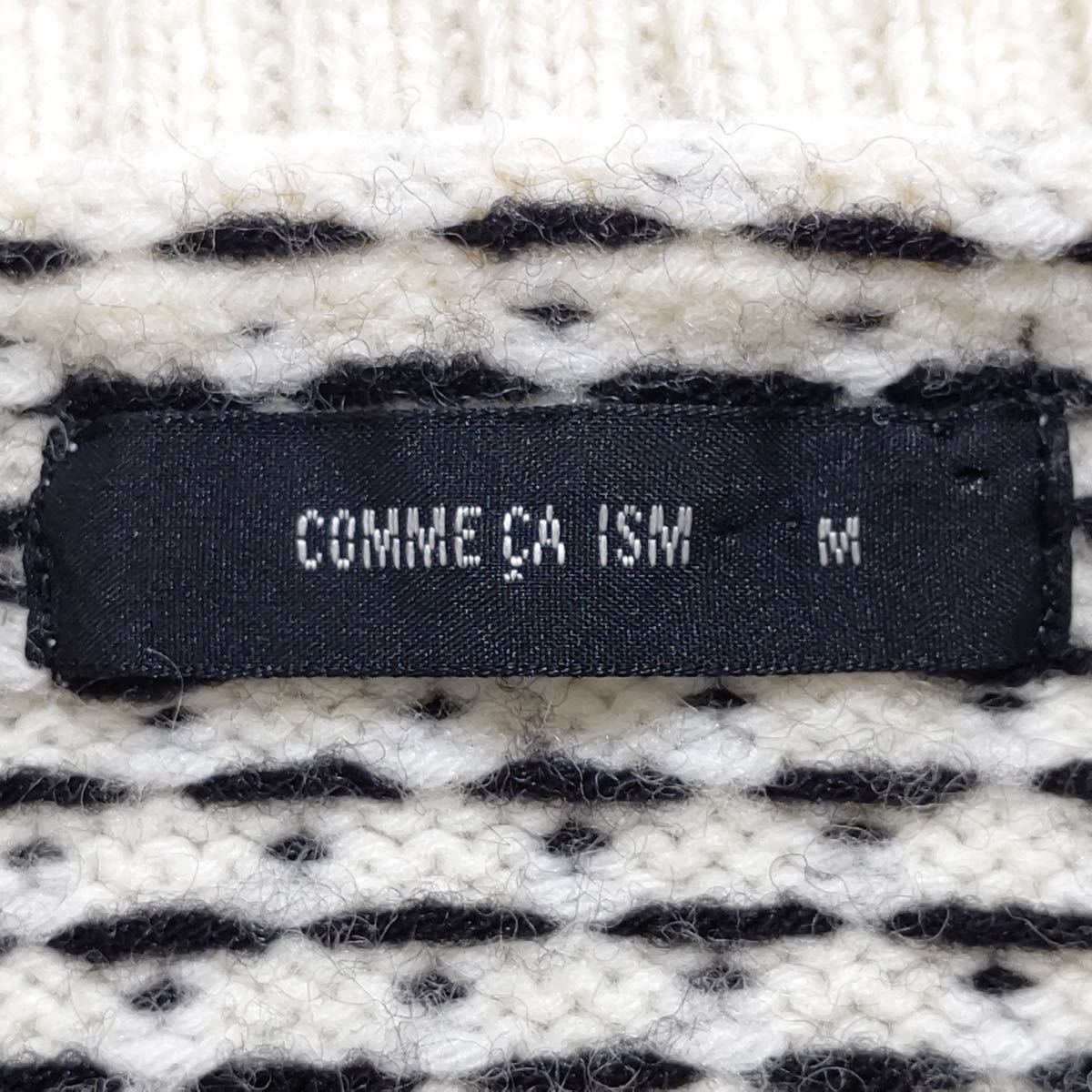 【COMME CA ISM】コムサイズム ノルディック柄 ホワイト×ブラック ニット セーター ㈱ファイブフォックス 丸首 サイズMメンズ/10682ｊ_画像7