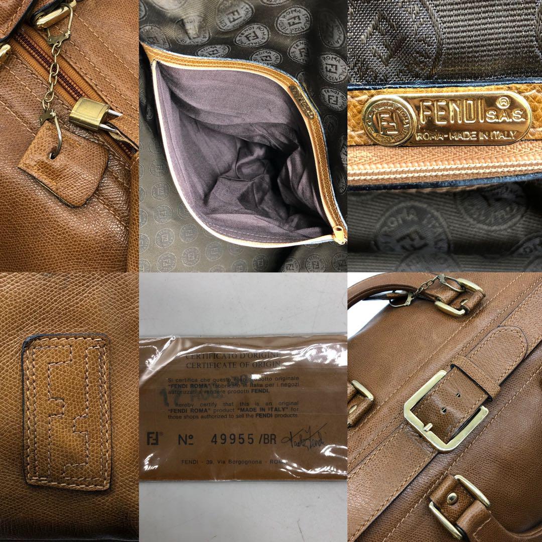1円【美品】FENDI フェンディ オールレザー ボストンバッグ トラベル