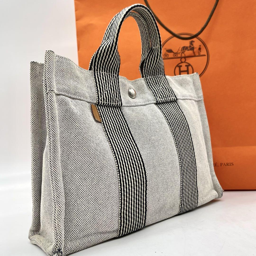 1円【美品】HERMES エルメス ニューフールトゥPM ライトグレー