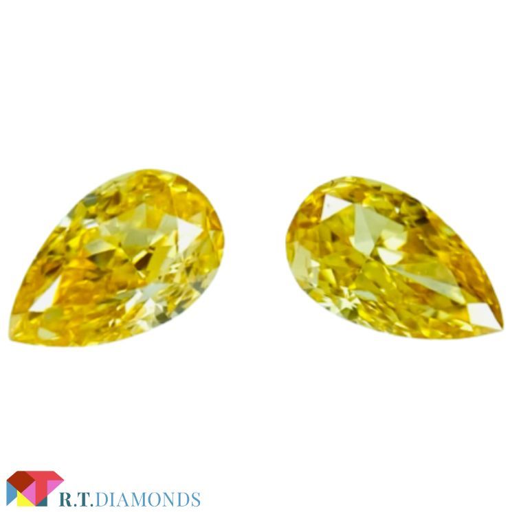 名入れ無料】 FANCY INTENSE 0.088ct＆0.101ct/PS/RT2230/CGL YELLOW