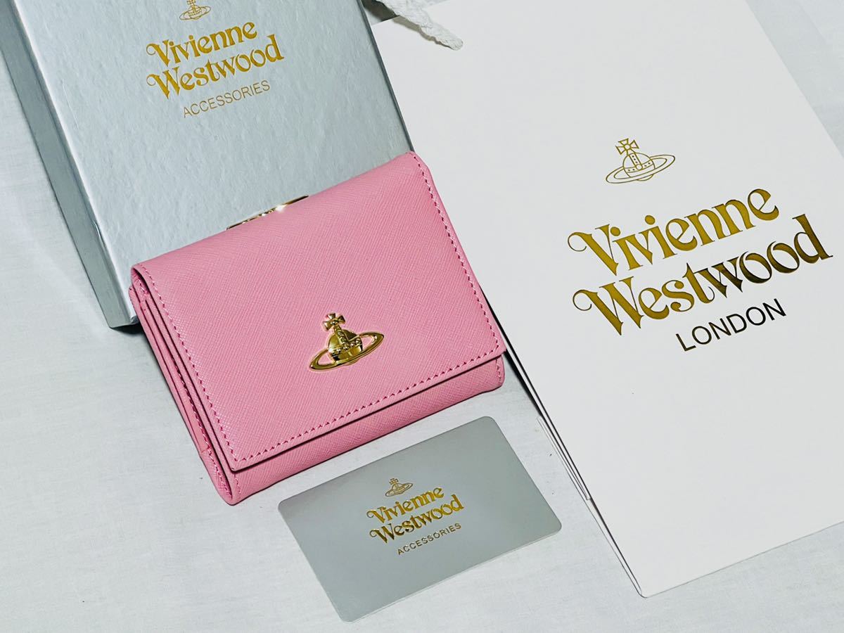 高品質の激安 Vivienne アウトレット レディース ピンク 三つ折り財布 スナップレザーウォレット オーブ ヴィヴィアンウエストウッド Westwood 財布