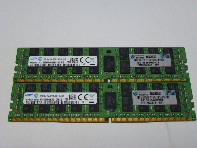 メモリ サーバーパソコン用 1.20V Samsung PC4-17000P(DDR4-2133P) ECC Registered 32GBx2枚合計64GB 起動確認済です M393A4K40BB0-CPB4Q