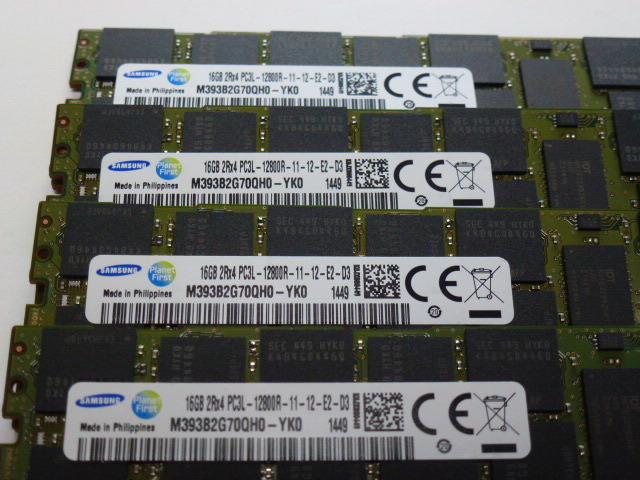  memory server personal computer for low voltage 1.35V Samsung PC3L-12800R(DDR3L-1600R) ECC Registered 16GBx4 sheets total 64GB start-up has confirmed. ①