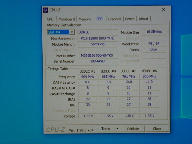  memory server personal computer for low voltage 1.35V Samsung PC3L-12800R(DDR3L-1600R) ECC Registered 16GBx4 sheets total 64GB start-up has confirmed. ①