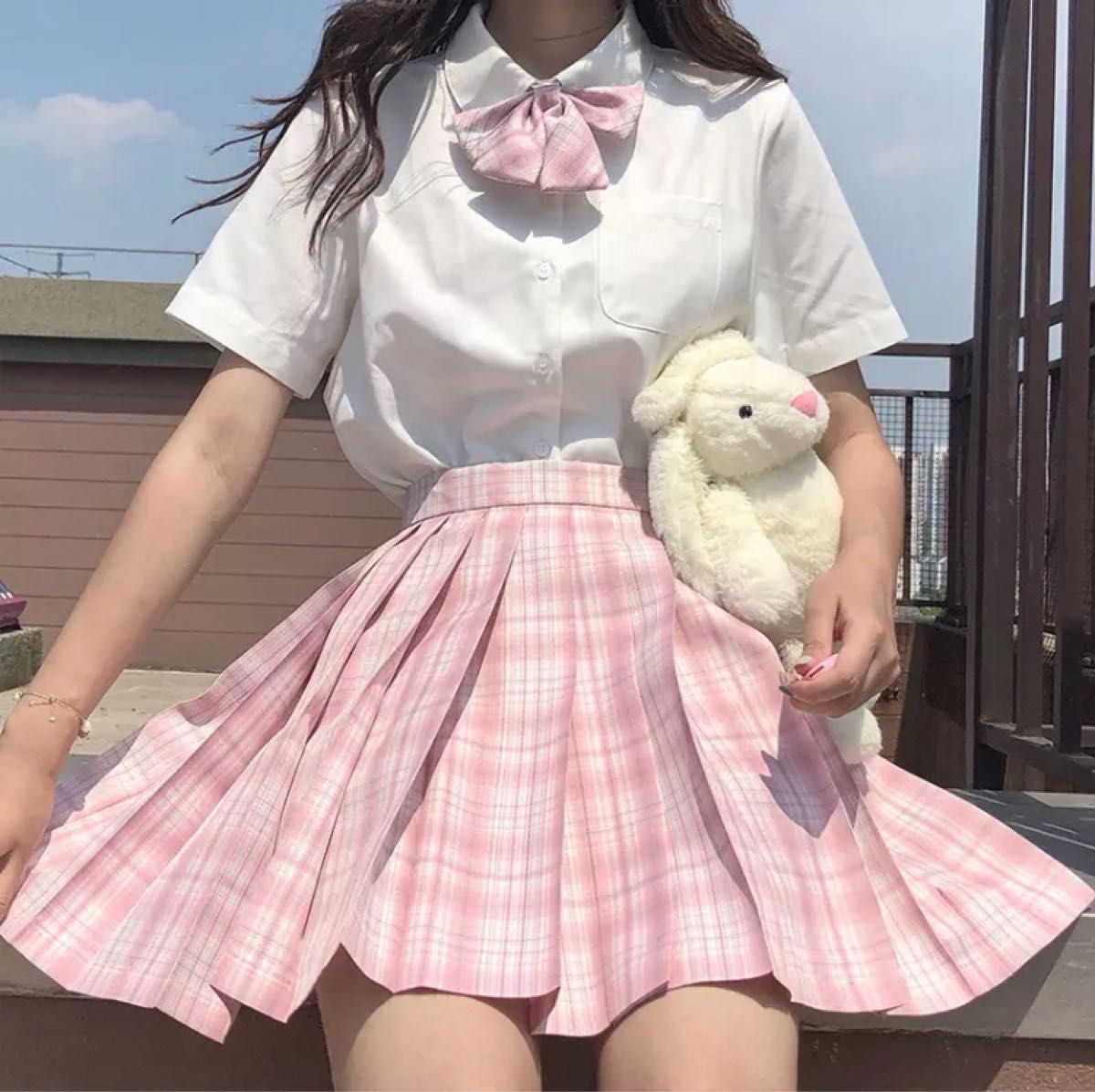 ピンクチェック 制服 スカート セット なんちゃって制服 コスプレ｜PayPayフリマ