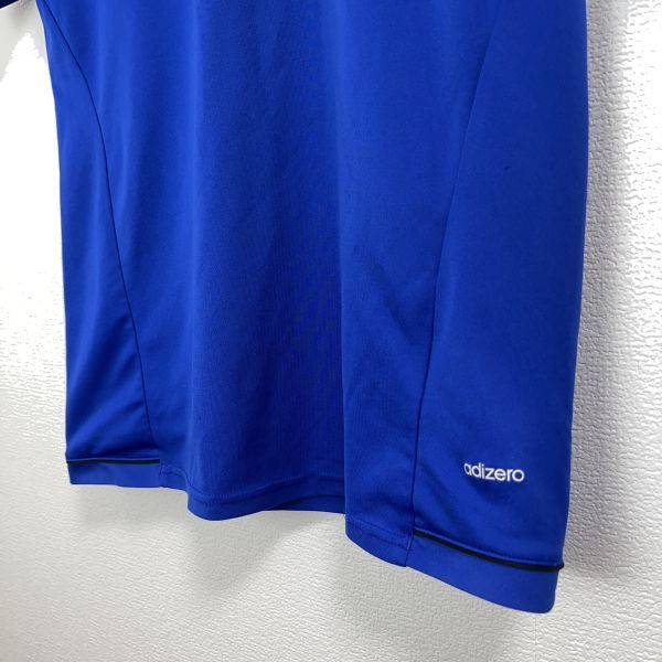 adidas アディダス メンズ 半袖 トップス Tシャツ スポーツ ウェア 3本線 Vネック ブルー 青色 ロゴ シンプル adizero アディゼロ 通気機能_画像3