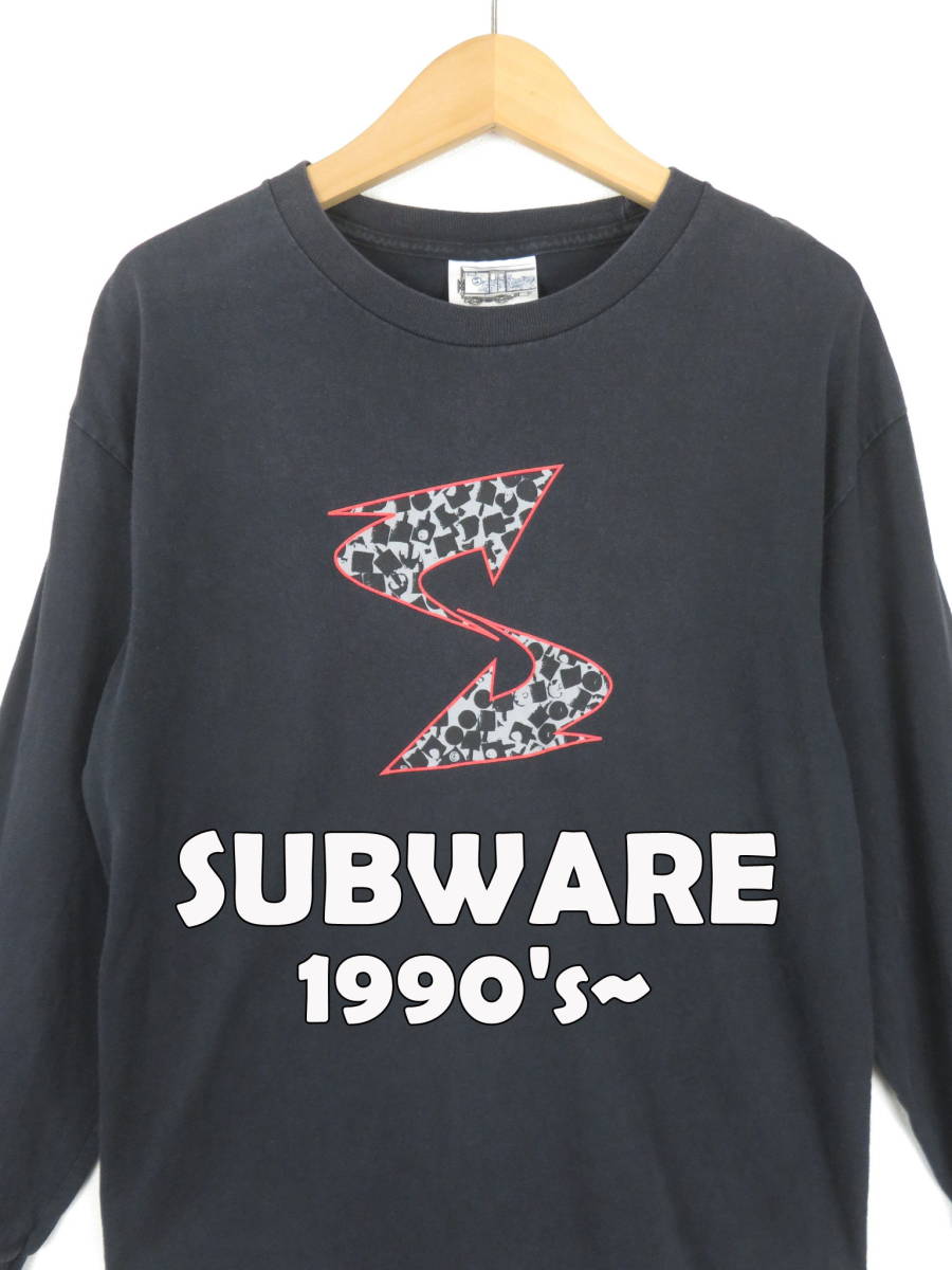 90s～ SUBWARE サブウェア ★ S ノズル グラフィティ 袖プリント 長袖 Tシャツ XL STASH スタッシュ USA アメリカ古着 ロンT ニューヨーク_画像1