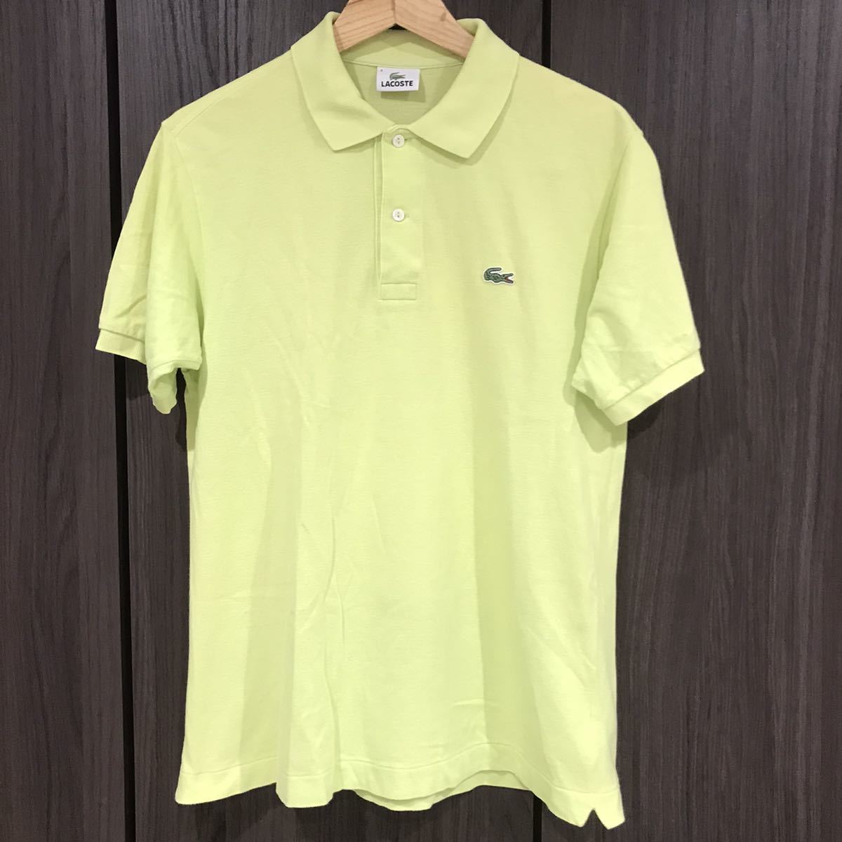 ラコステ LACOSTE 日本製 ラコステポロシャツ 黄緑 サイズ4 Lサイズ ゴルフ ワニ _画像1