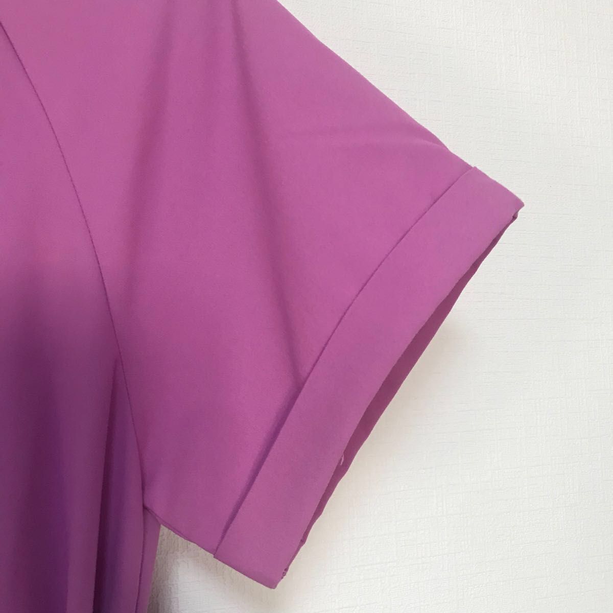 新品　ペチコートキャミソール付　バンドカラー　シャツワンピース　ピンク　Mサイズ　羽織　ロールアップ袖　UVカット機能　春夏