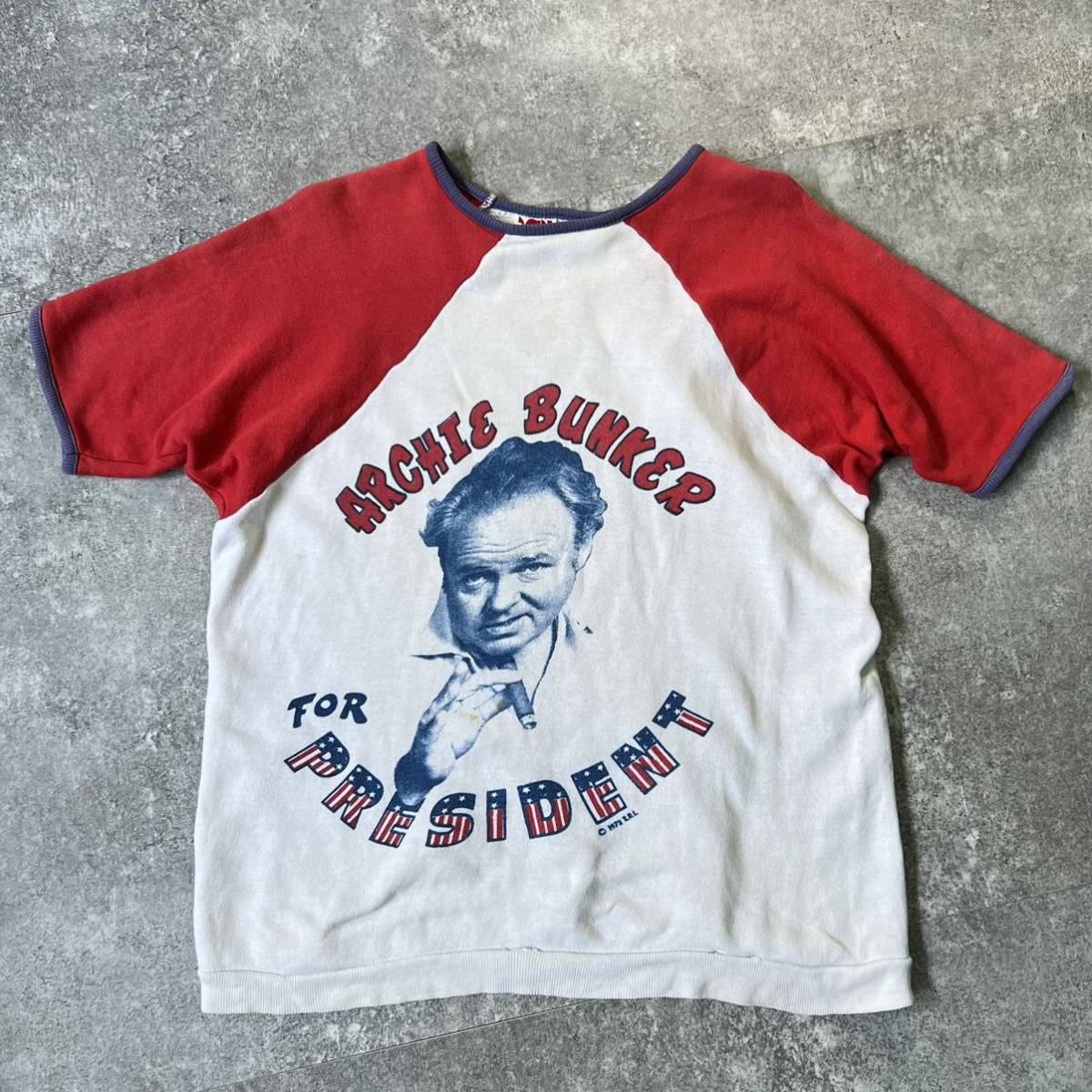 70s ヴィンテージ Archie Bunker S/S スウェット 染込み