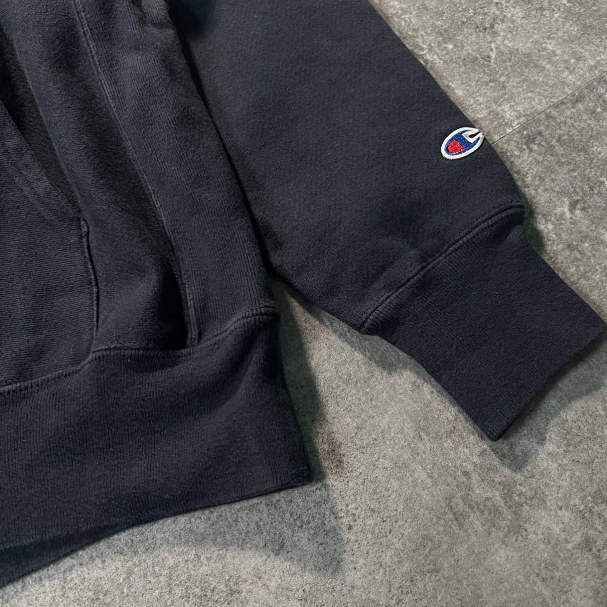 00s Champion リバースウィーブ カレッジ フーディ パーカー　ヴィンテージ　REVERSE WEAVE ネイビー チャンピオンスウェット_画像3