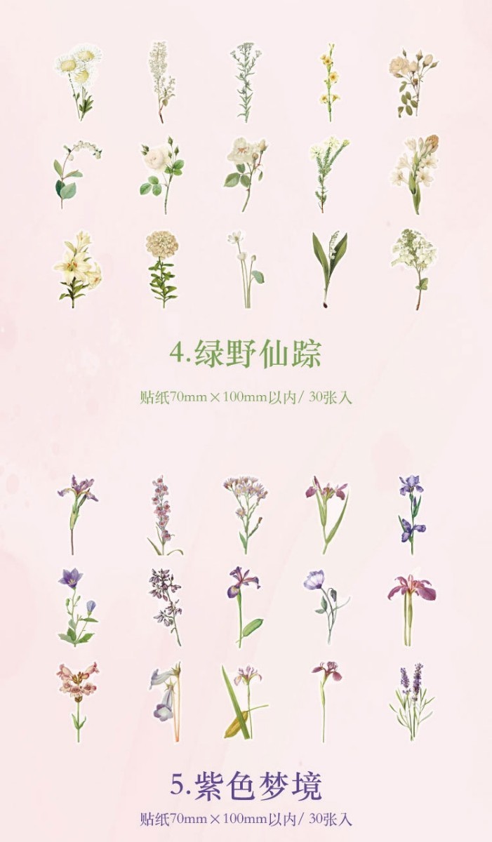 フレークシール まとめ売り 韓国 ステッカー コラージュ 花 植物 フラワー_画像7