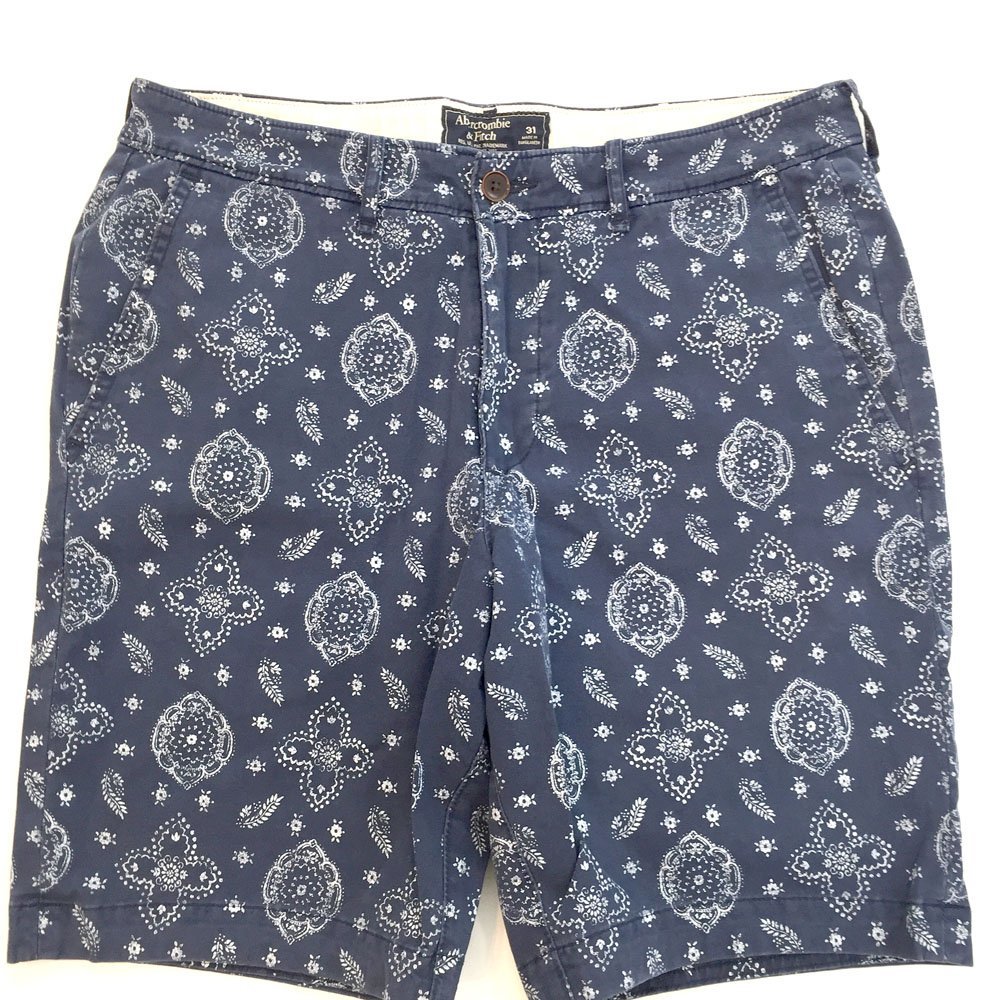 ●美品 Abercrombie&Fitch アバクロンビーアンドフィッチ ボタニカルハーフパンツ メンズ サイズ31 ネイビー ボトムス 7496 1AA/41270_画像2