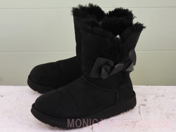 MK409◆レディース【アグ UGG】ムートンブーツ 黒 ブラック 24.5cm_画像1