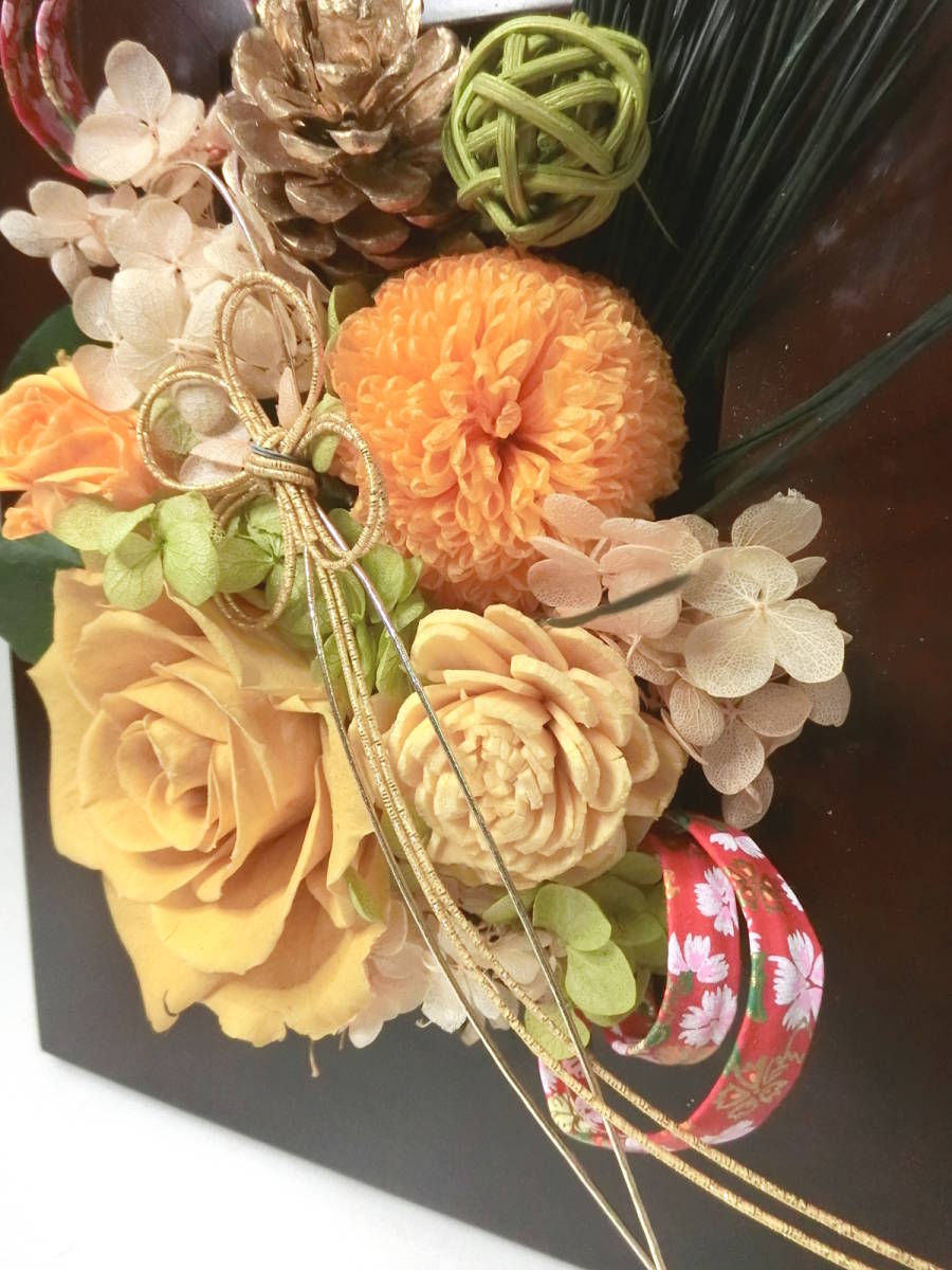  unused preserved flower final product frame length 21cm arrange ornament establish .. orange yellow gift shipping 80 size 