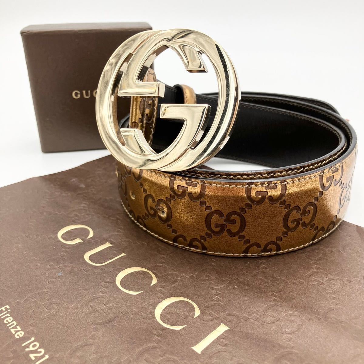 1円【極美品】GUCCI グッチベルトバックルインターロッキングGG