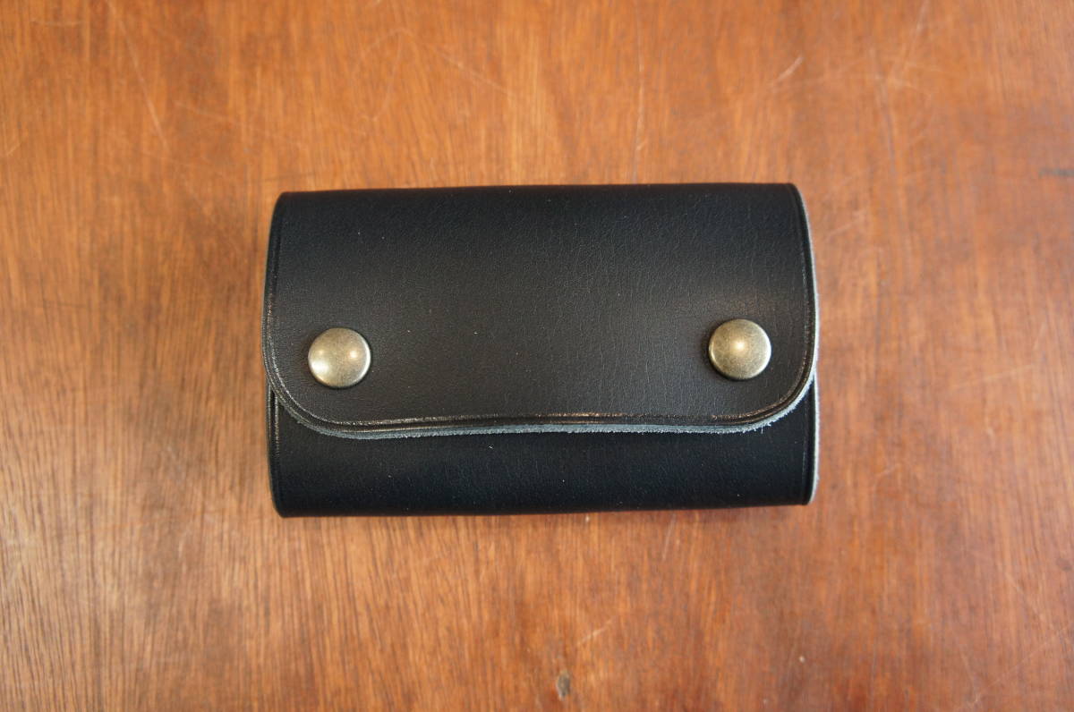 BOSSA real leather made cow leather made key case BK1 black black card . go in - cow leather made leather simple hand made card inserting attaching key case 