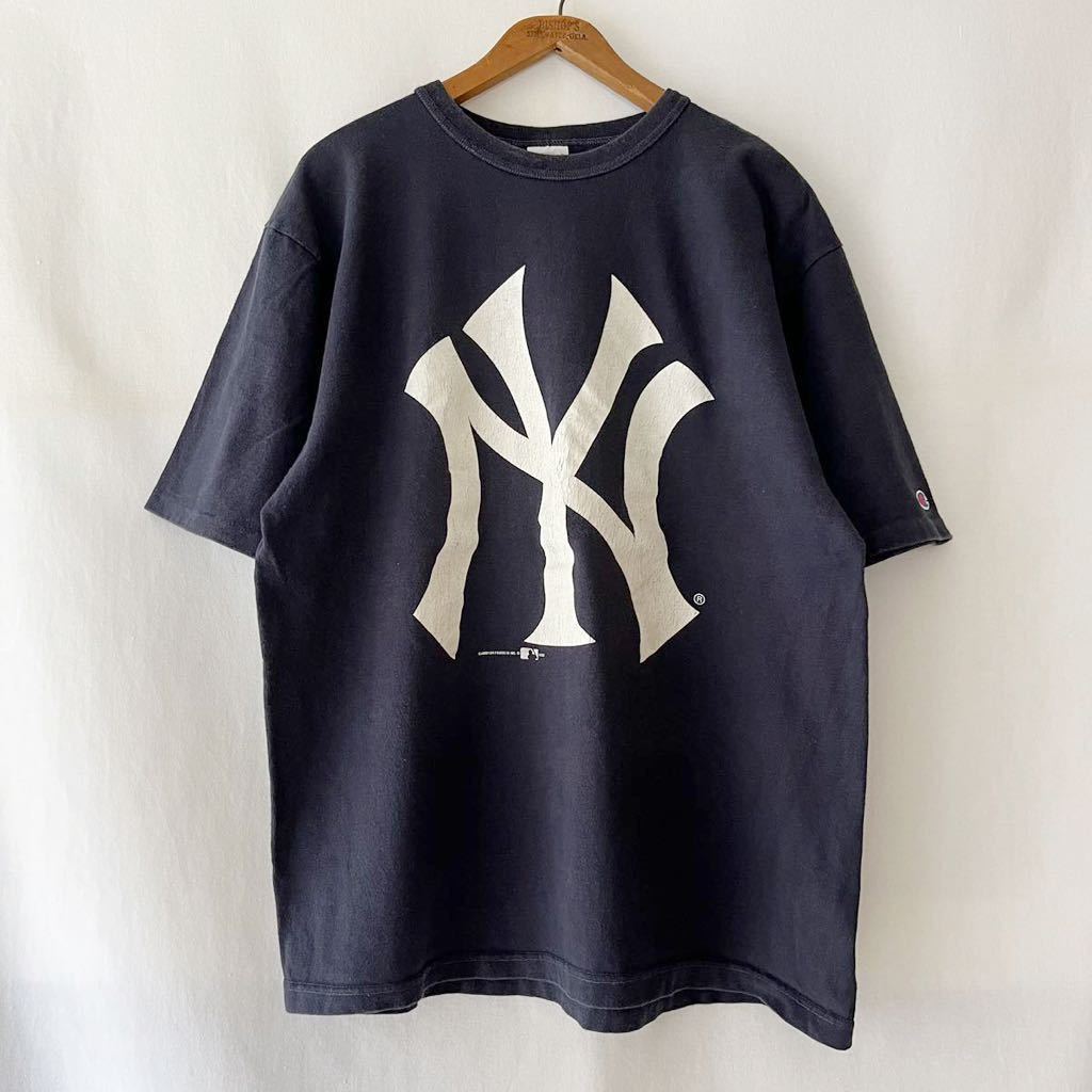 90s champion NEW YORK YANKEES Tシャツ XL ネイビー ビンテージ 90