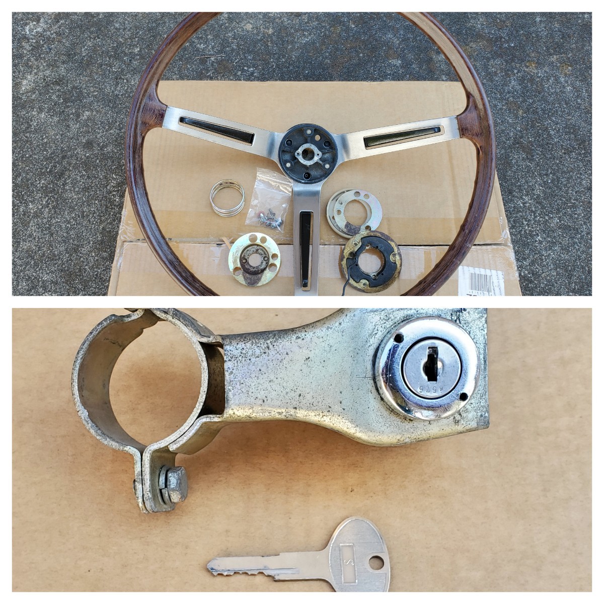 # prompt decision # rare that time thing Nissan original wooden steering wheel steering wheel original main key cylinder Hakosuka GT-R KPGC10 GC10