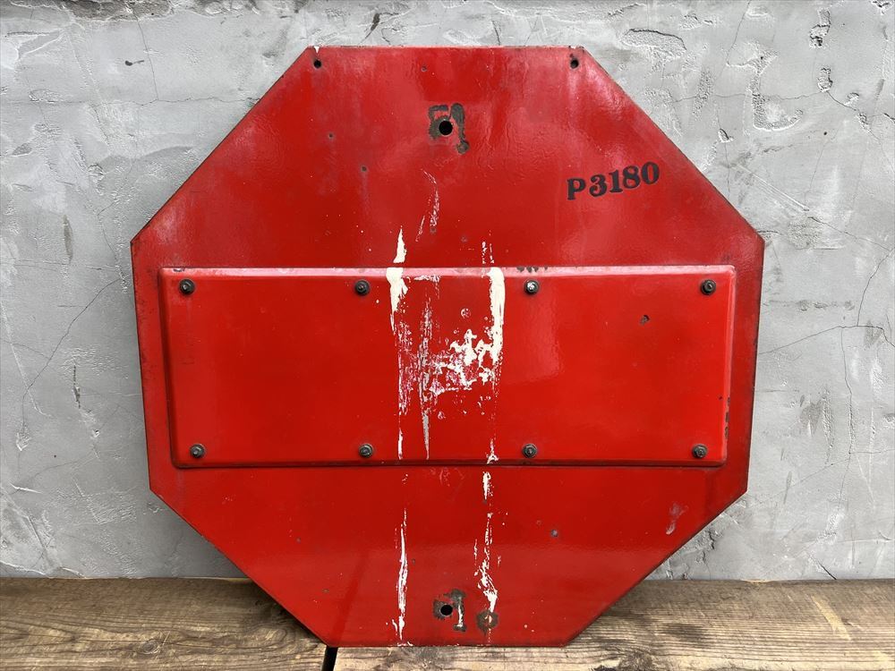 sale☆Vintage STOP SIGN with plastic reflector/ロードサイン/ストップ 看板/ヴィンテージ/ホーロー/琺瑯/40s/50s/リフレクター/_画像2