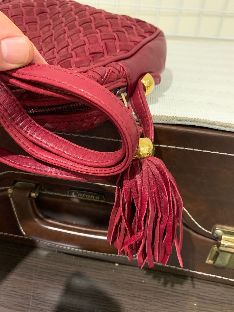 BALLY/バリー キャンバス ショルダーバッグ レッド レディース