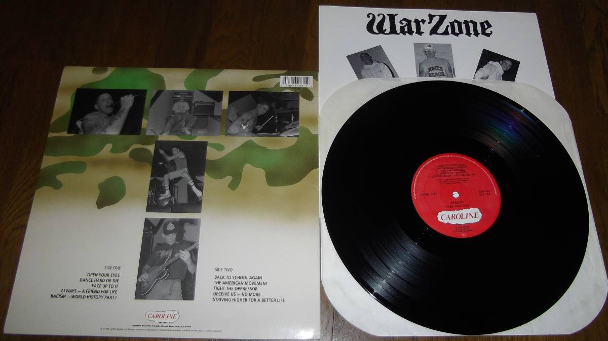 WAR ZONE　[ OPEN YOUR EYES ]　LP　NYHC AGNOSTIC FRONT MAD BALL CRO-MAGS MURPHY’S LAW YOUTH OF TODAY BREAKDOWN RAW DEAL_画像2